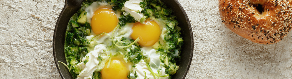 spicy green eggs with feta.