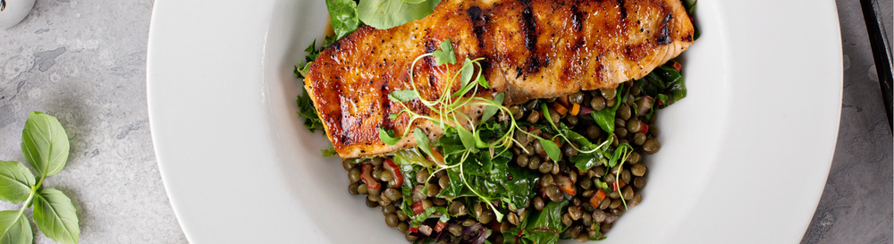 lentil & watercress salmon bowl.