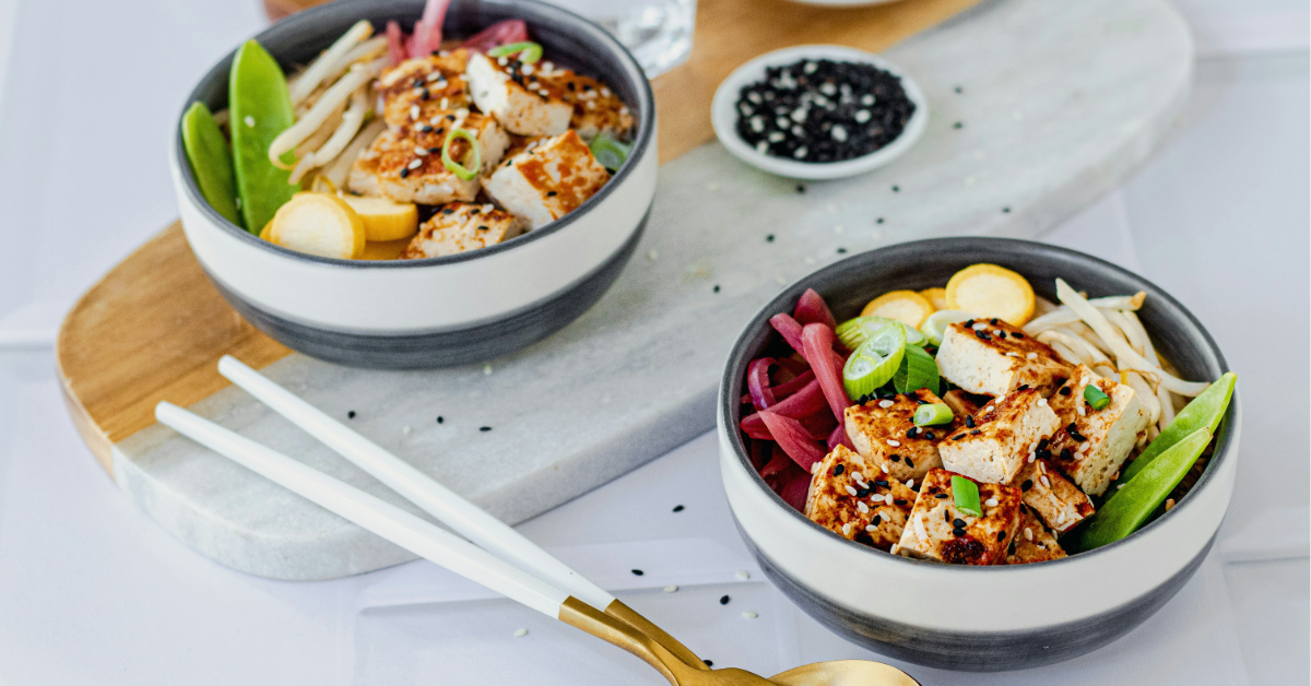 winter-inspired tofu bowl with smoky tahini dressing. image