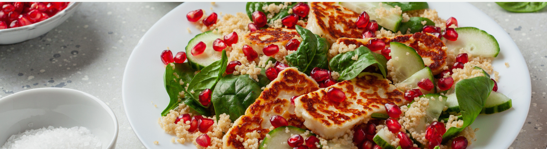 sticky halloumi and roasted vegetables. image