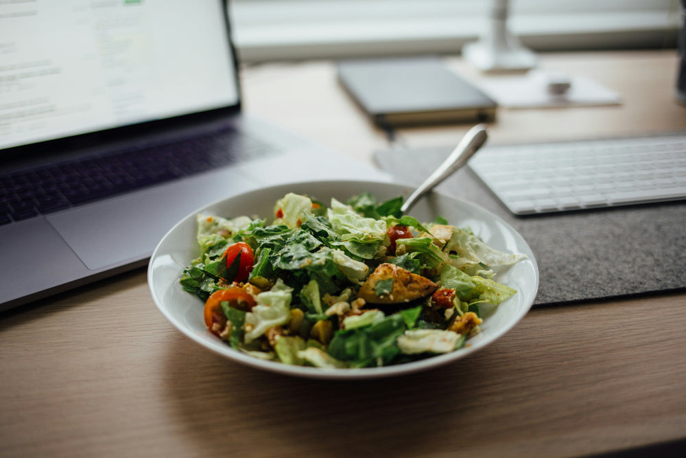 chopped crispy tofu salad with avocado dressing.