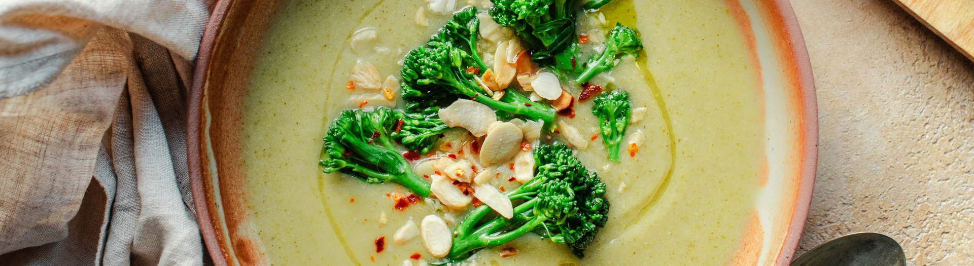 greens and cheddar soup. image